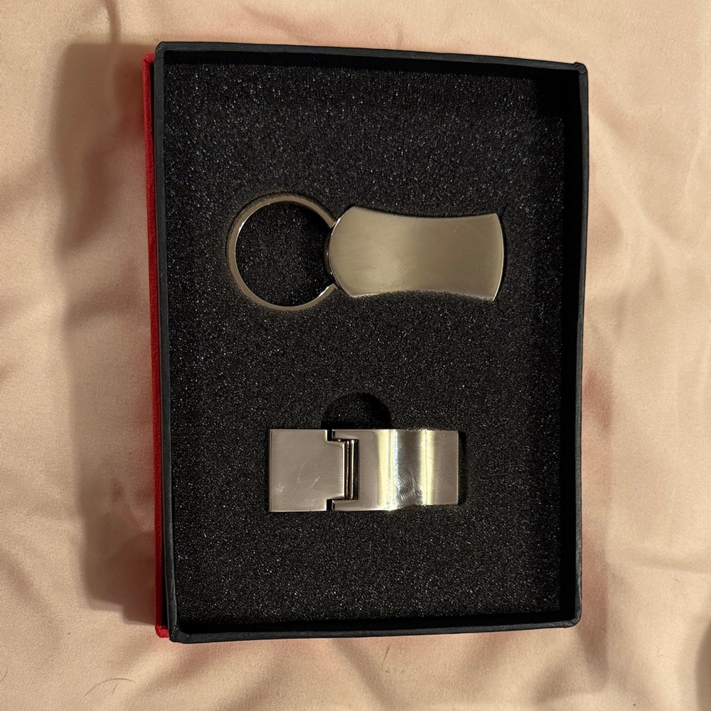 Silver Keychain and Money Clip Set